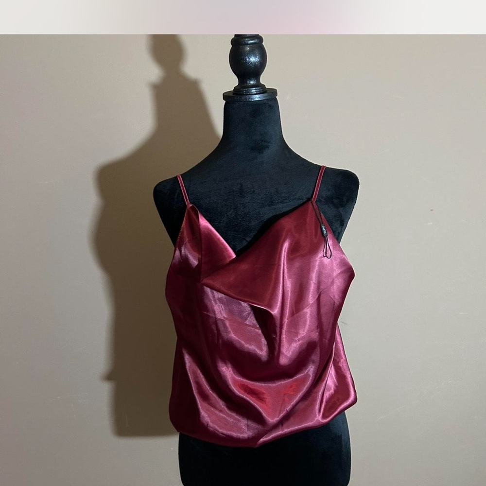 Elegant Burgundy Satin Cami Top